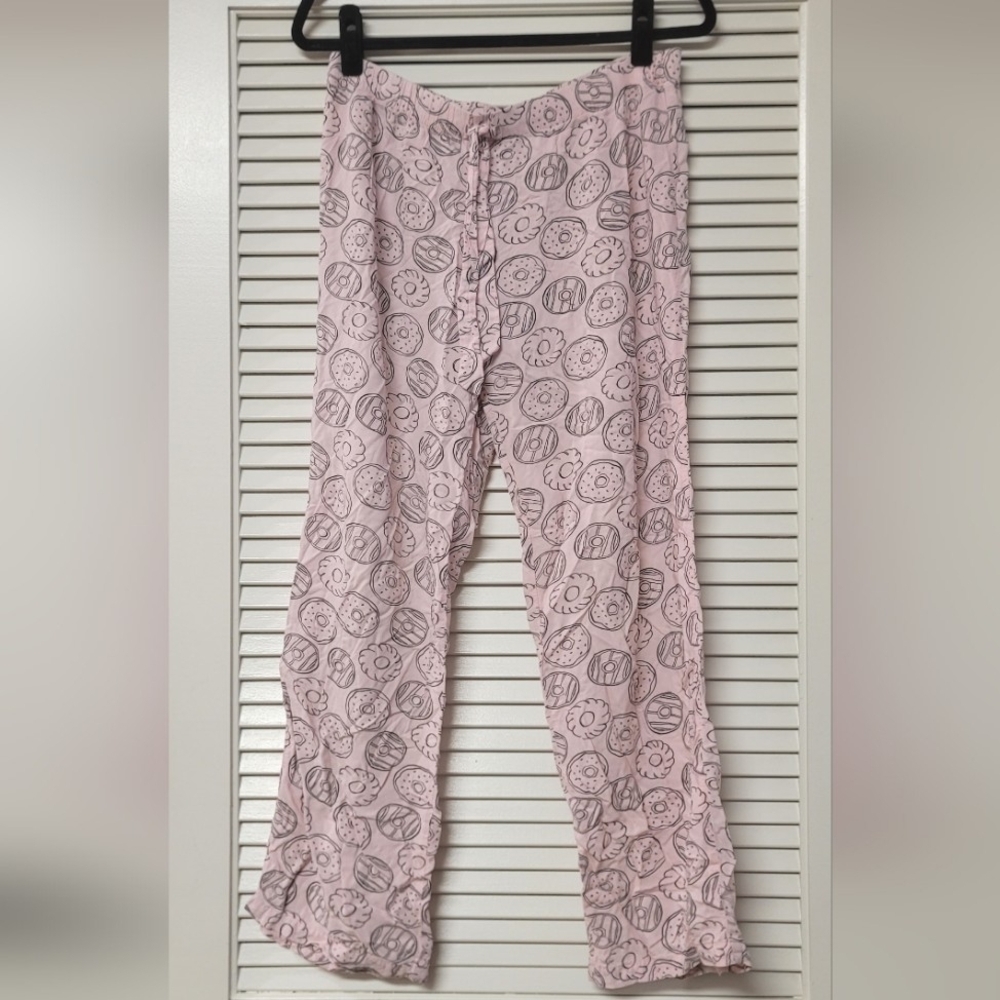 XXI Forever 21 - Pink & Black Doughnut Lightweight Pajama Pants With Drawstring